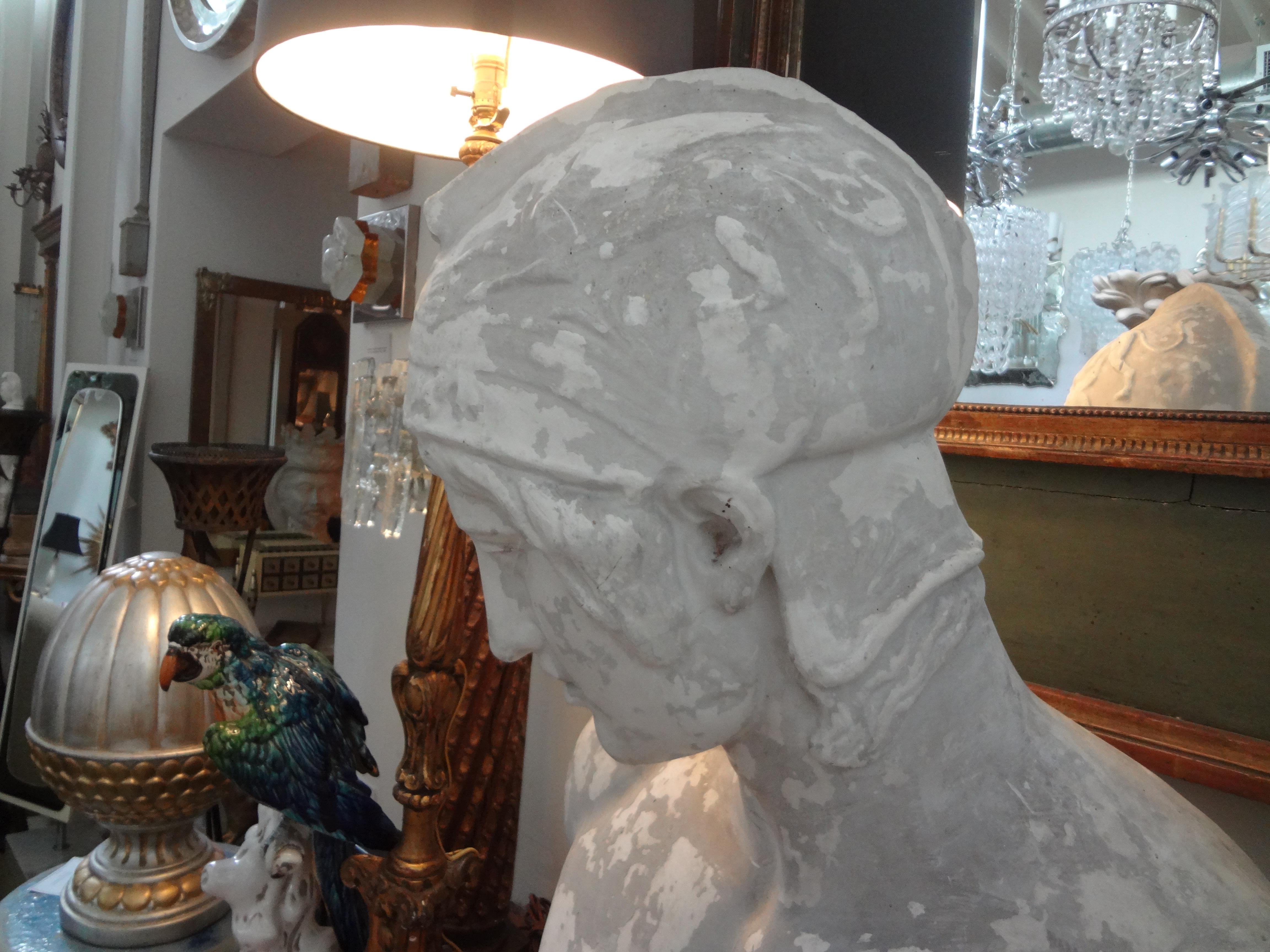 19th Century French Plaster Bust Of A Classical Greek For Sale 7