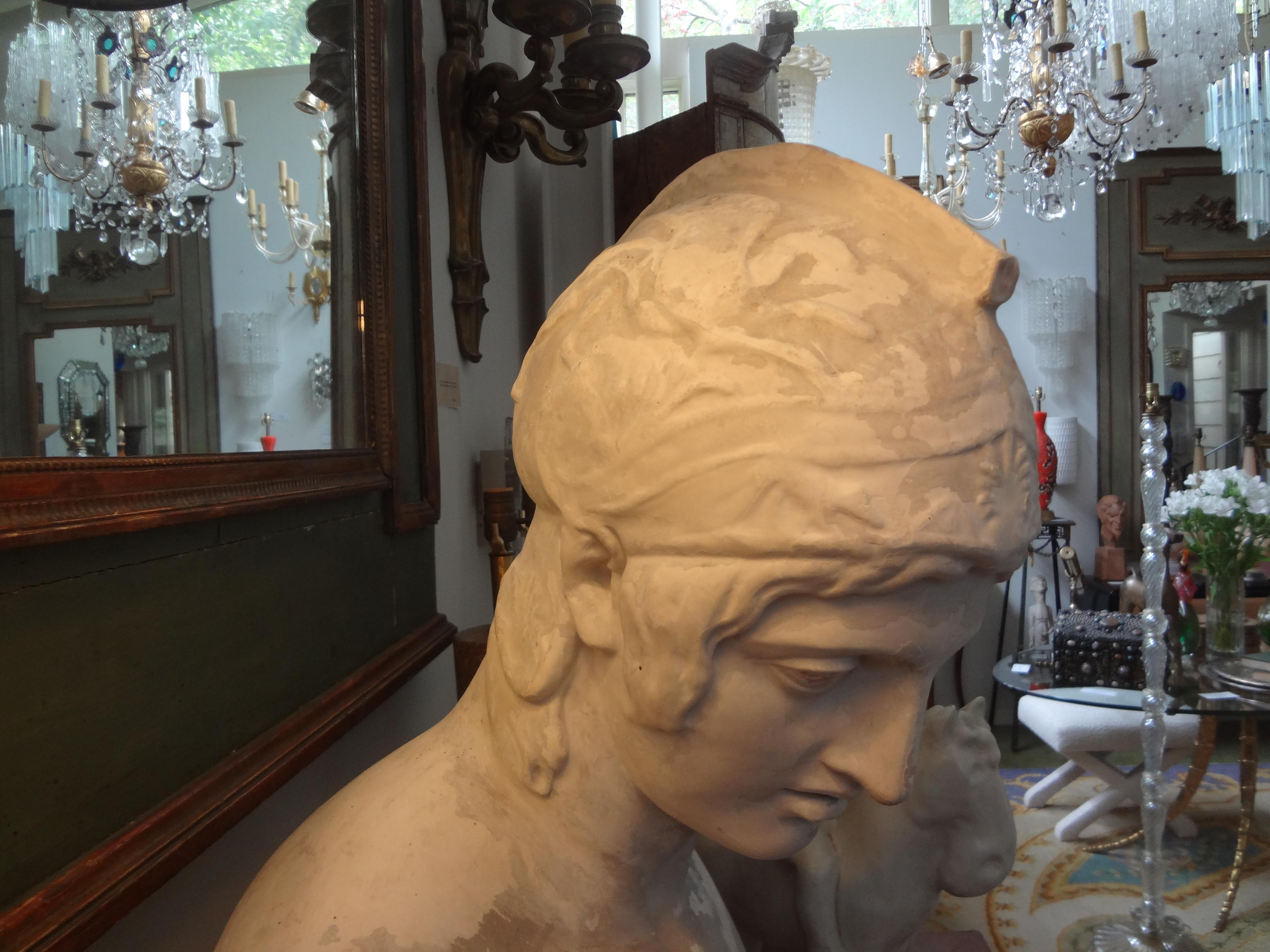 19th Century French Plaster Bust Of A Classical Greek For Sale 5