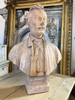 19th Century French Plaster Portrait Bust By Louis Desprez