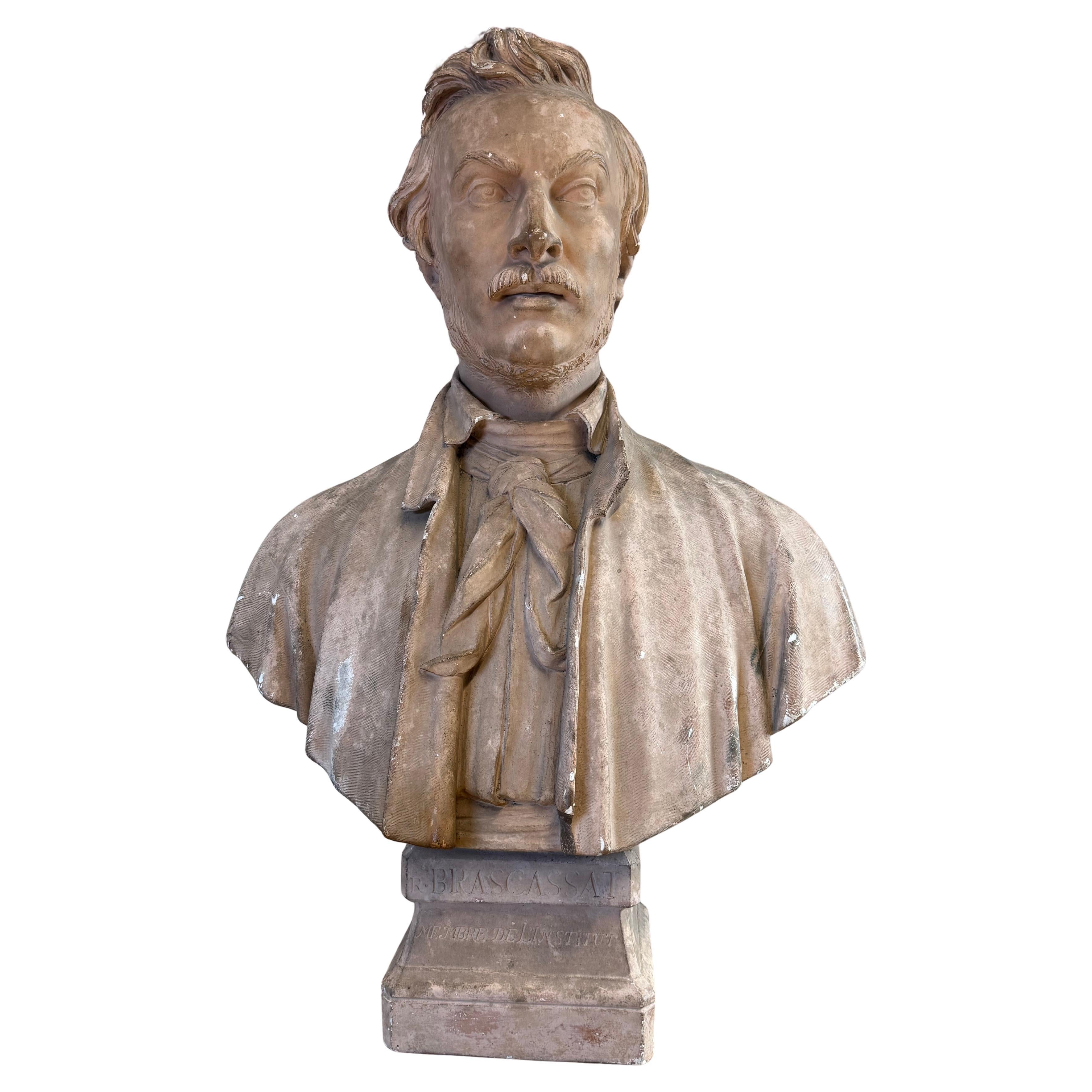 Busto-retrato francés de escayola del siglo XIX de Louis Desprez