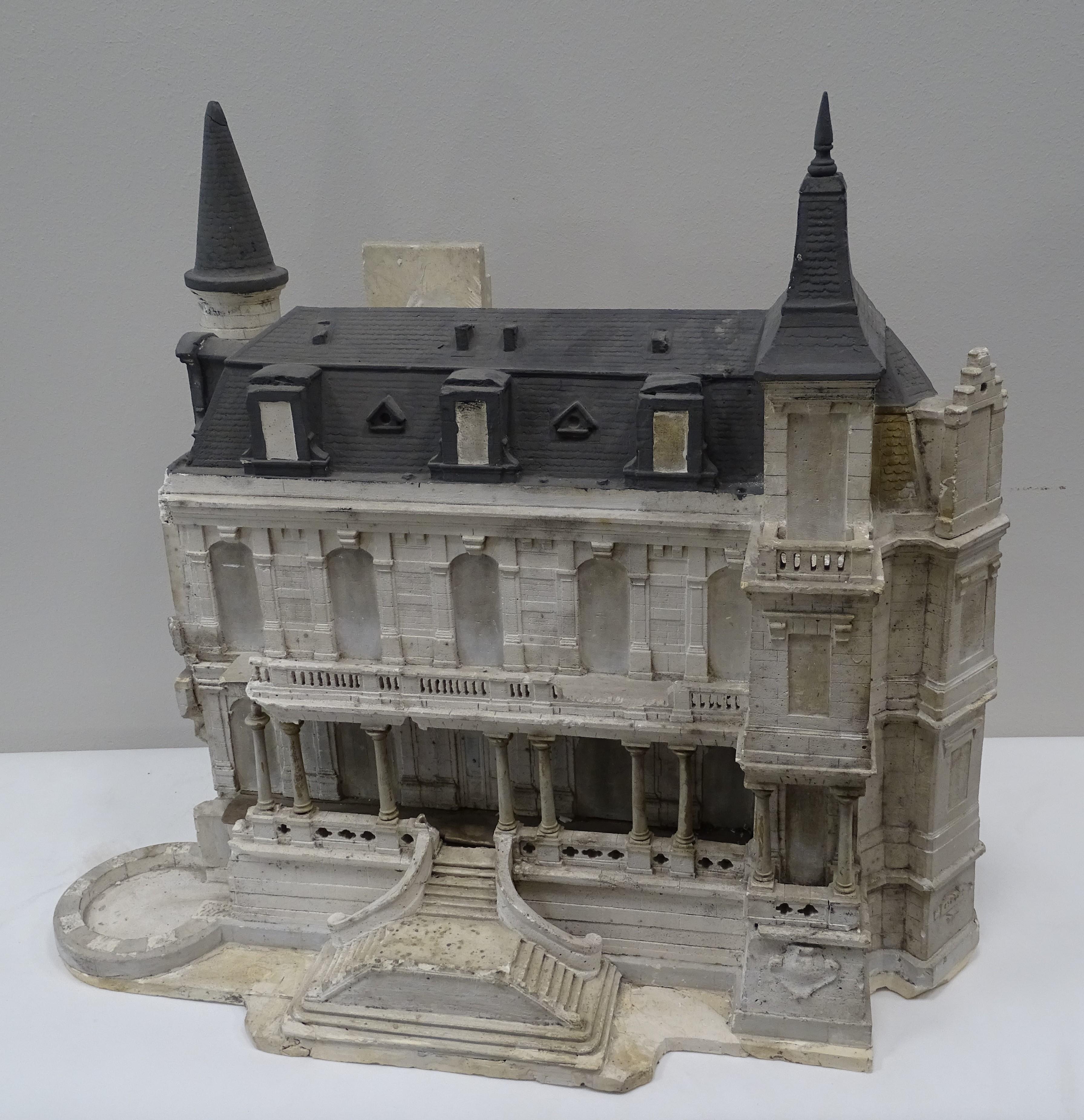 19th Century French Plaster Sculpture Chateau Castle Model In Good Condition In Valladolid, ES
