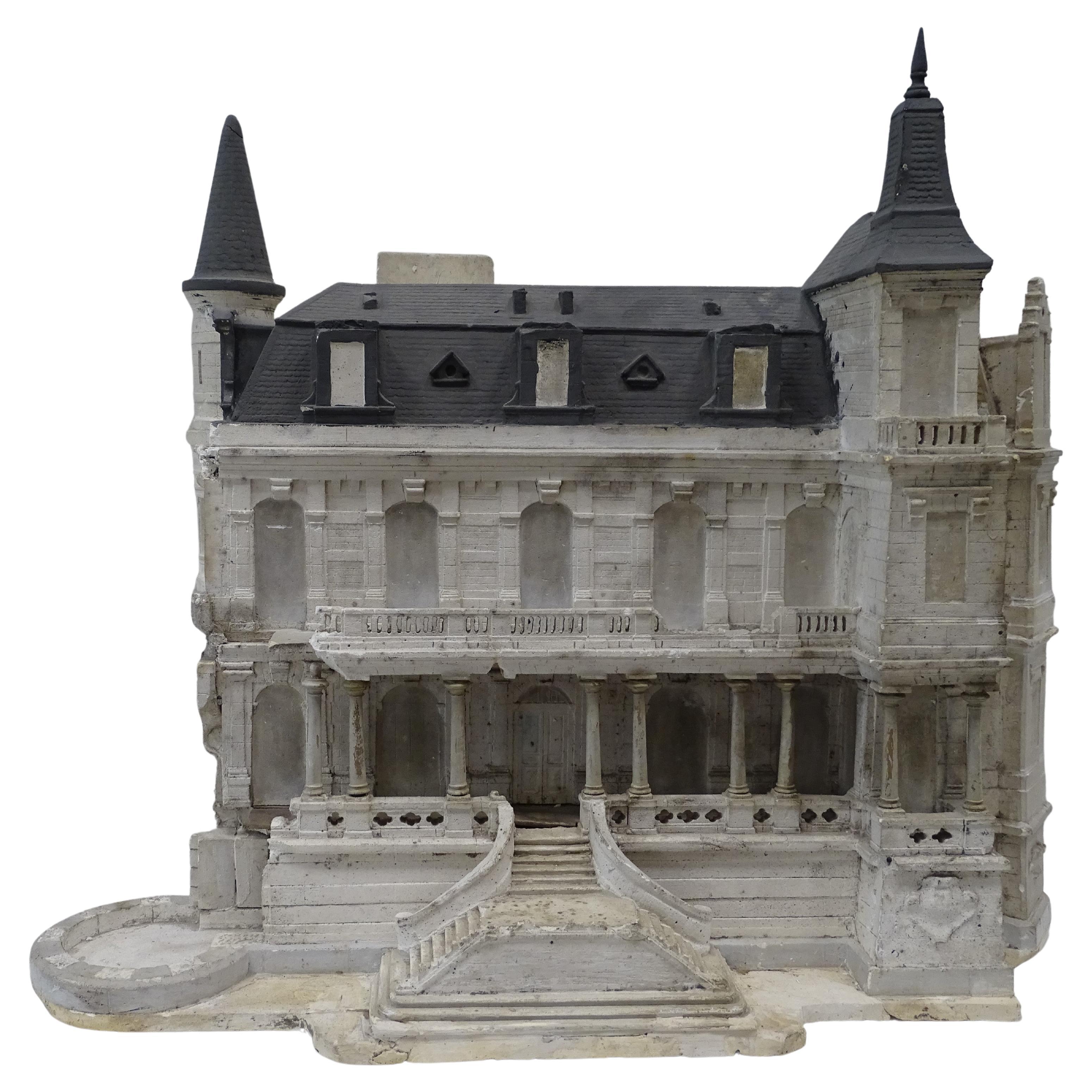 19th Century French Plaster Sculpture Chateau Castle Model
