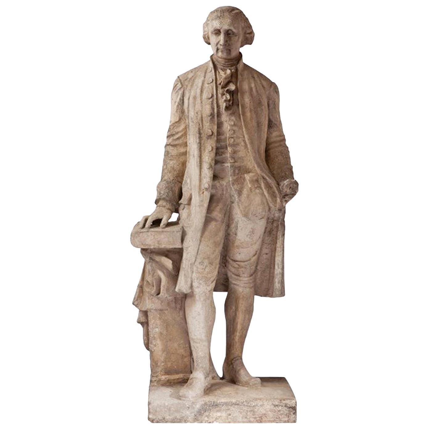 19th Century French Plaster Statue of Washington, Antique French Decor For Sale at