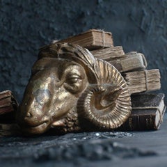 19th Century French plaster wall fragment of a ram’s head