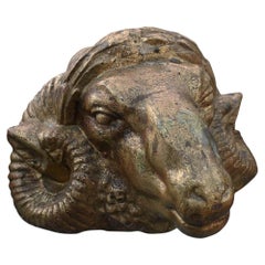 19th Century French plaster wall fragment of a ram’s head