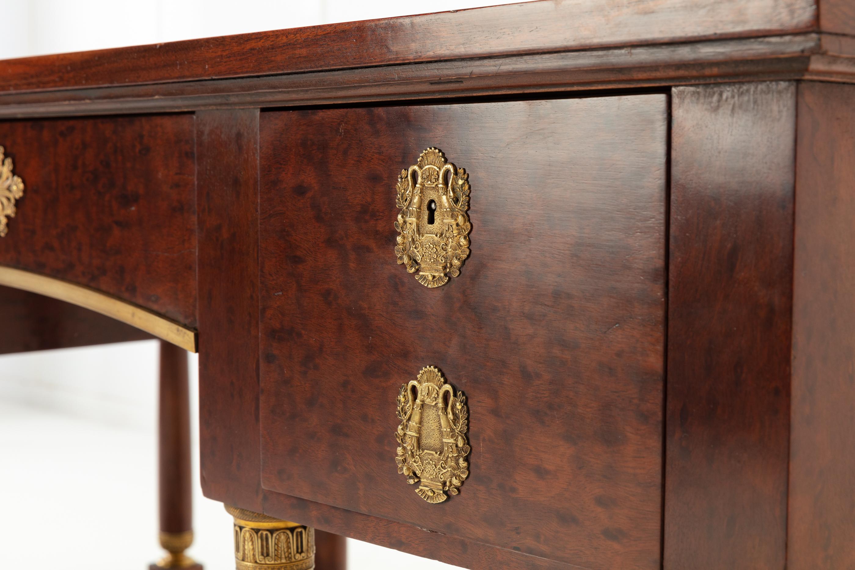 19th Century French Plum Pudding Mahogany Bureau Plat 4