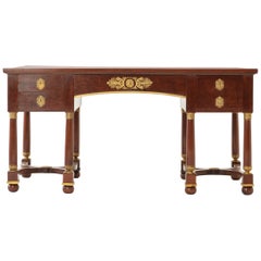 19th Century French Plum Pudding Mahogany Bureau Plat