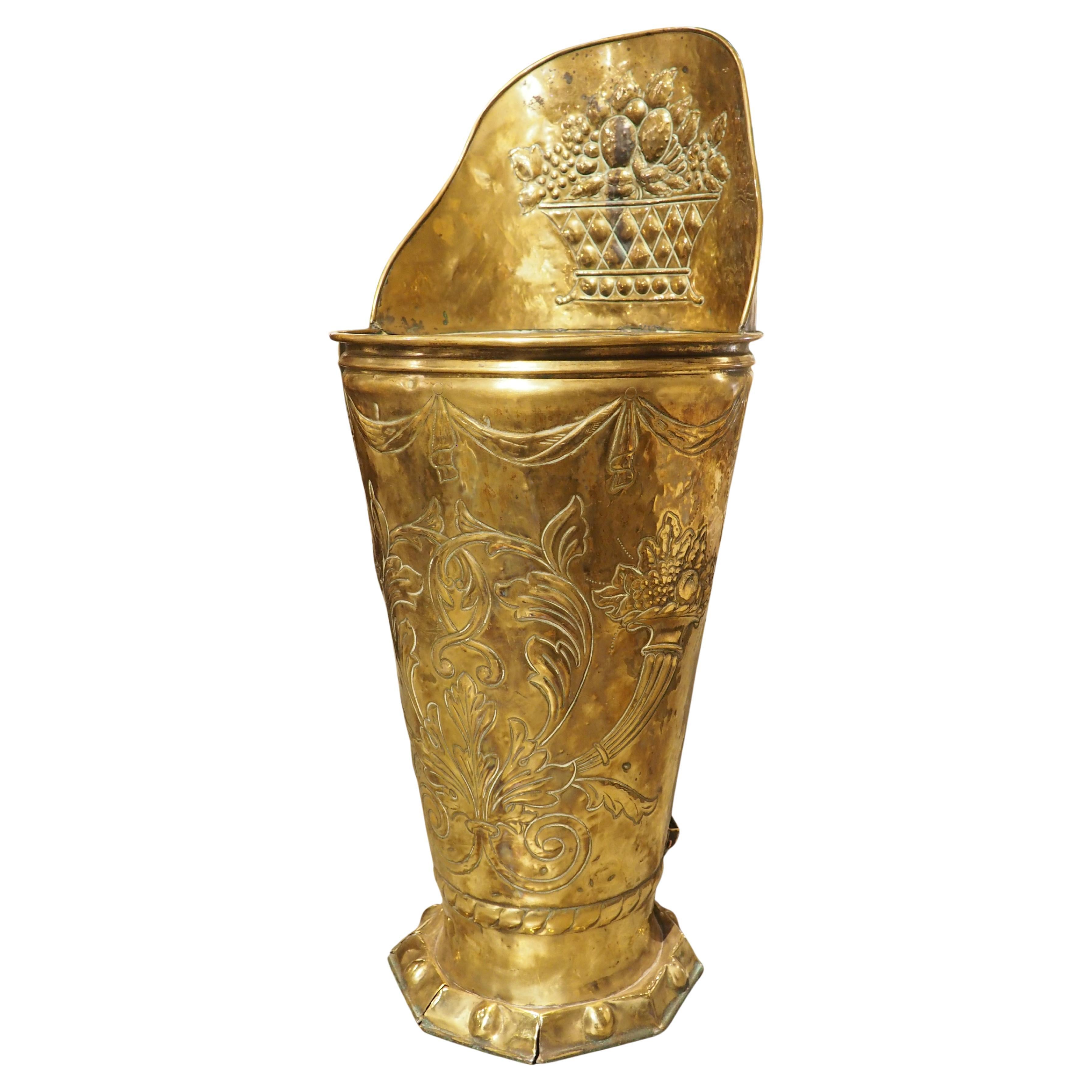 19th Century French Polished Brass Ceremonial Wine Harvest Hotte