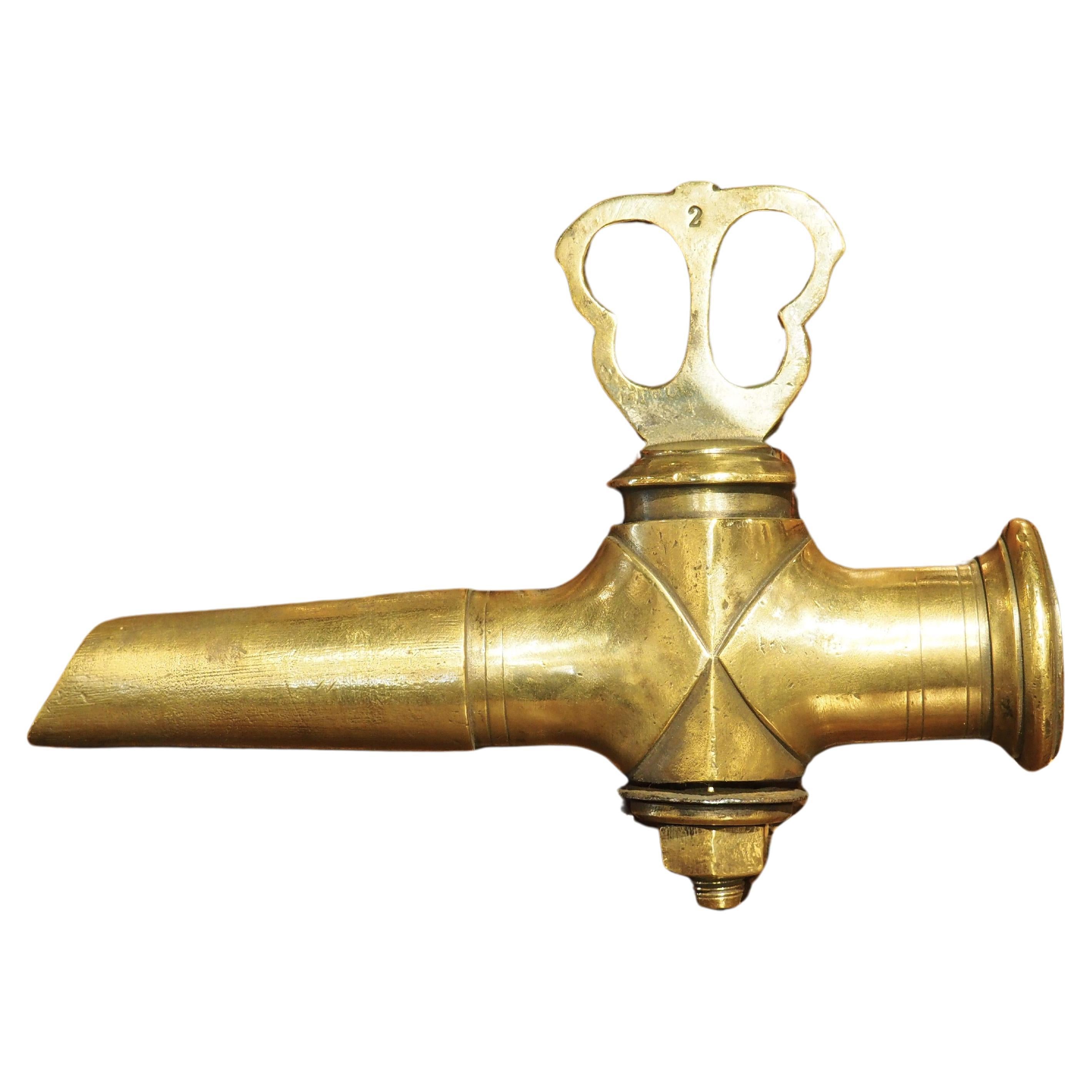 19th Century French Polished Bronze Spigot with Butterfly Handle For Sale