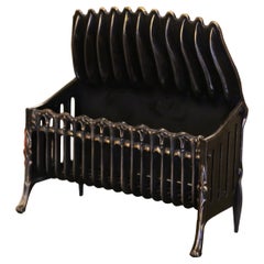 Antique 19th Century French Polished Cast Iron Fireplace Grate Magazine Holder