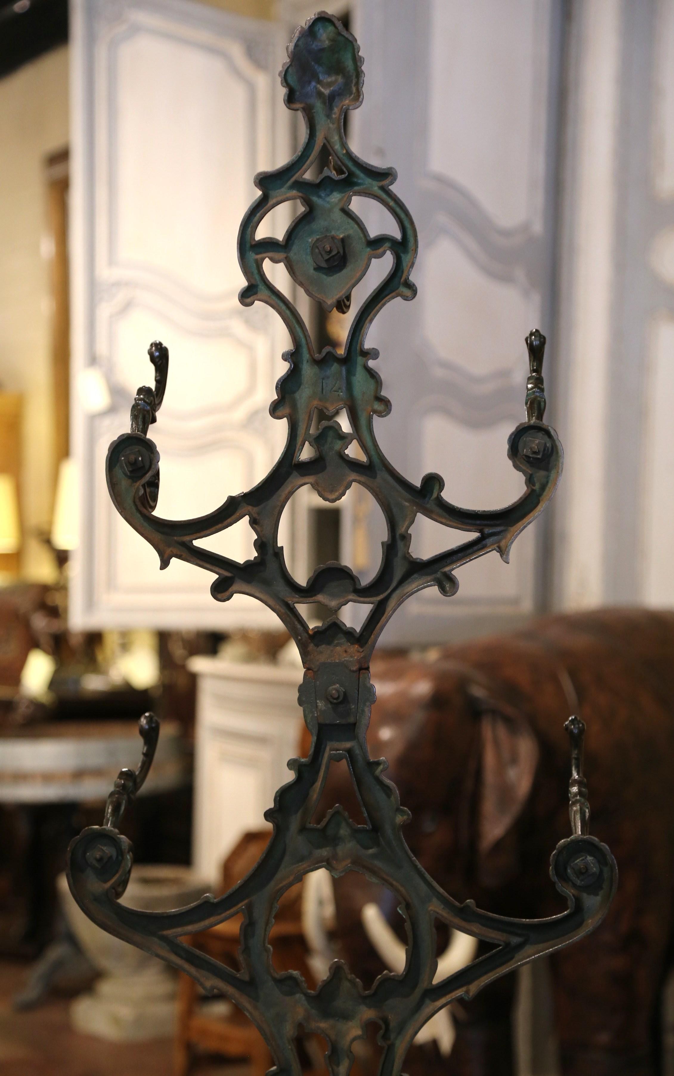 19th Century French Polished Cast Iron Hall Stand Signed Allez Freres, Paris 7