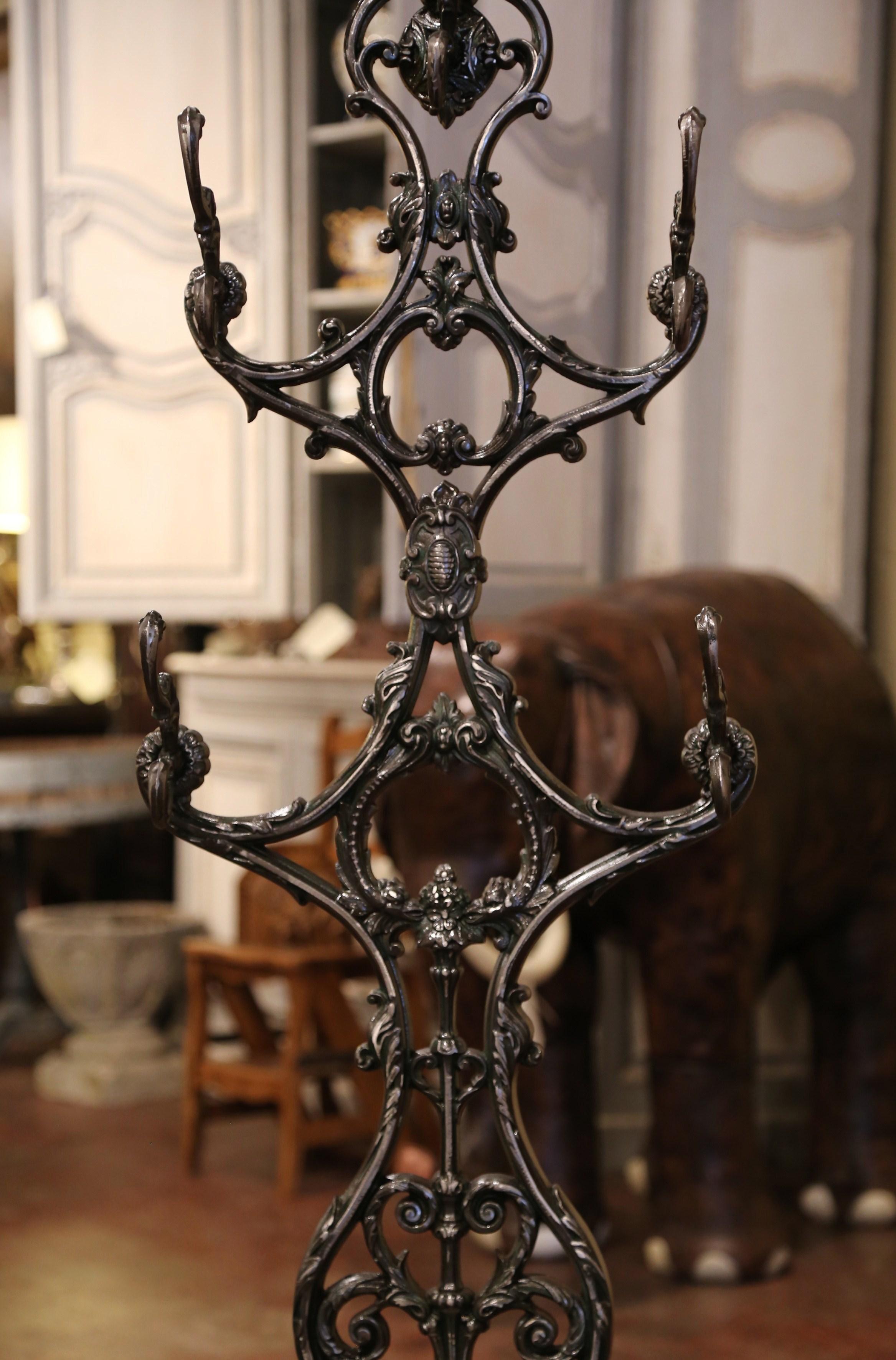 Napoleon III 19th Century French Polished Cast Iron Hall Stand Signed Allez Freres, Paris