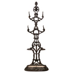 Antique 19th Century French Polished Cast Iron Hall Stand Signed Allez Freres, Paris