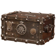 19th Century French Polished Cast Iron Safe Dated 1865 with Key and Combination