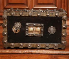 19th Century French Polished Cast Iron Safe with Key and Two-Letter Combination