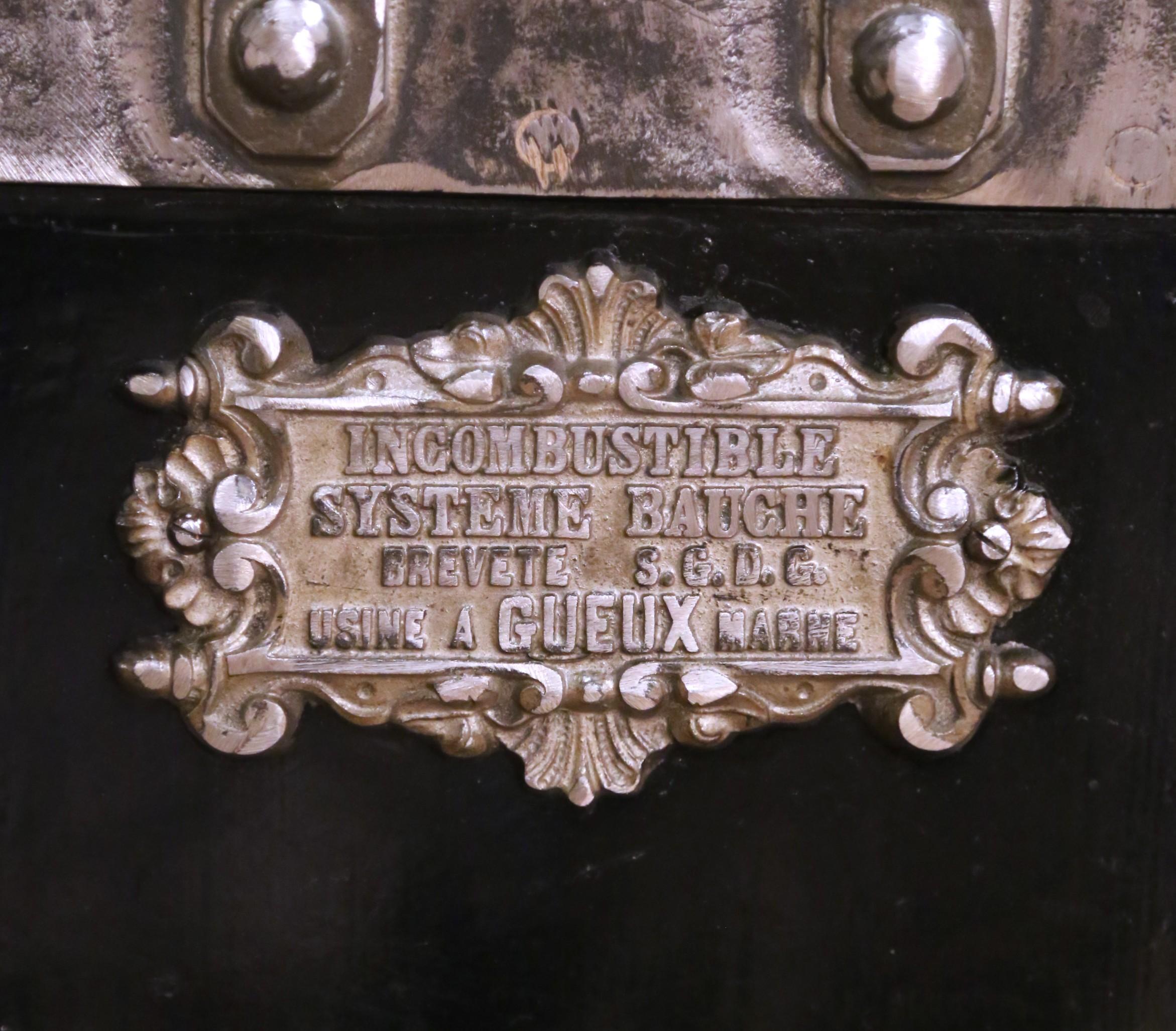 Gothic 19th Century French Polished Cast Iron Safe with Key and Two-Letter Combination For Sale