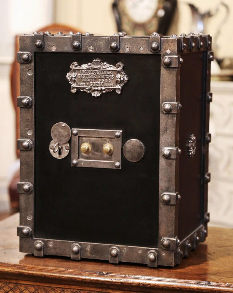 19th Century French Polished Cast Iron Safe with Key and Two-Letter ...