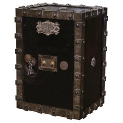 Cassaforte francese del XIX secolo in ghisa lucidata con chiave e combinazione a due lettere