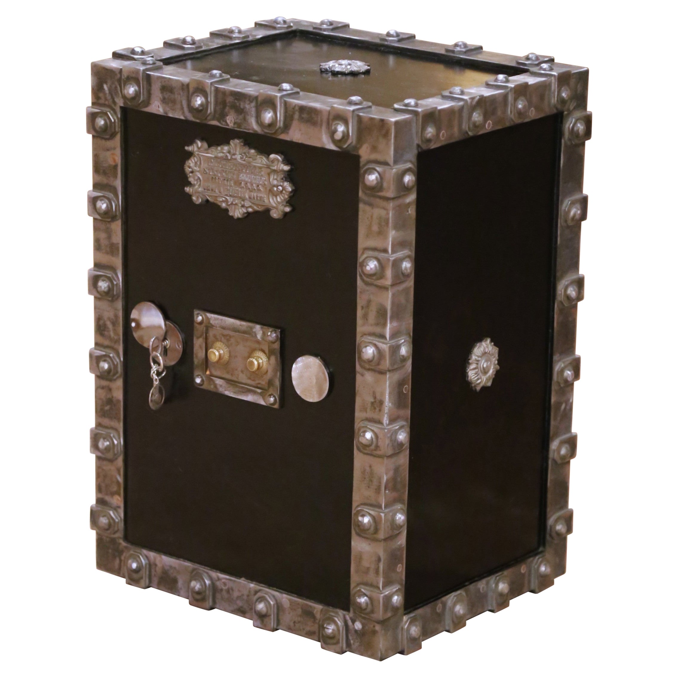19th Century French Polished Cast Iron Safe with Key and Two-Letter Combination For Sale