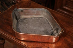 19th Century French Polished Copper and Brass Fish Kettle Dish with Zinc Liner