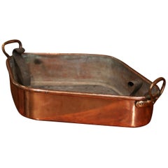 19th Century French Polished Copper and Brass Fish Kettle Dish with Zinc Liner
