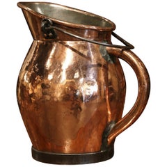 19th Century French Polished Copper and Iron Decorative Coal Bucket