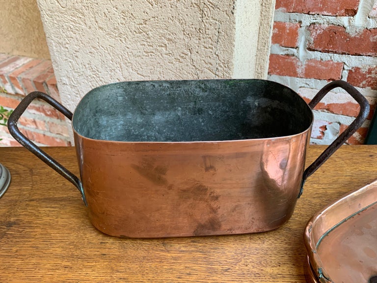 19th Century French Polished Copper and Iron Pot Pan Cooking Dish Lid For Sale 3