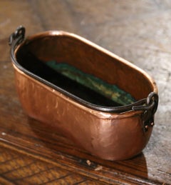 French Polished Copper and Wrought Iron "Poissonniere" Fish Kettle, 19th Century
