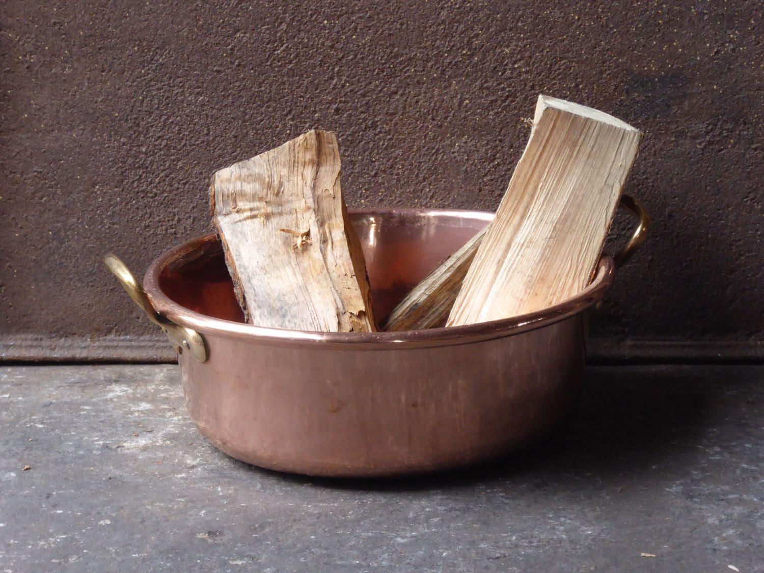 Panier à bois de feu du 19ème siècle en cuivre poli, période victorienne en vente 1