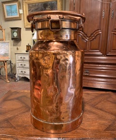 19th Century French Polished Copper-Plated Milk Container with Removable Lid