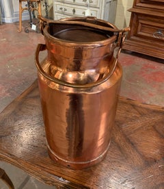 19th Century French Polished Copper Plated Milk Container with Removable Lid
