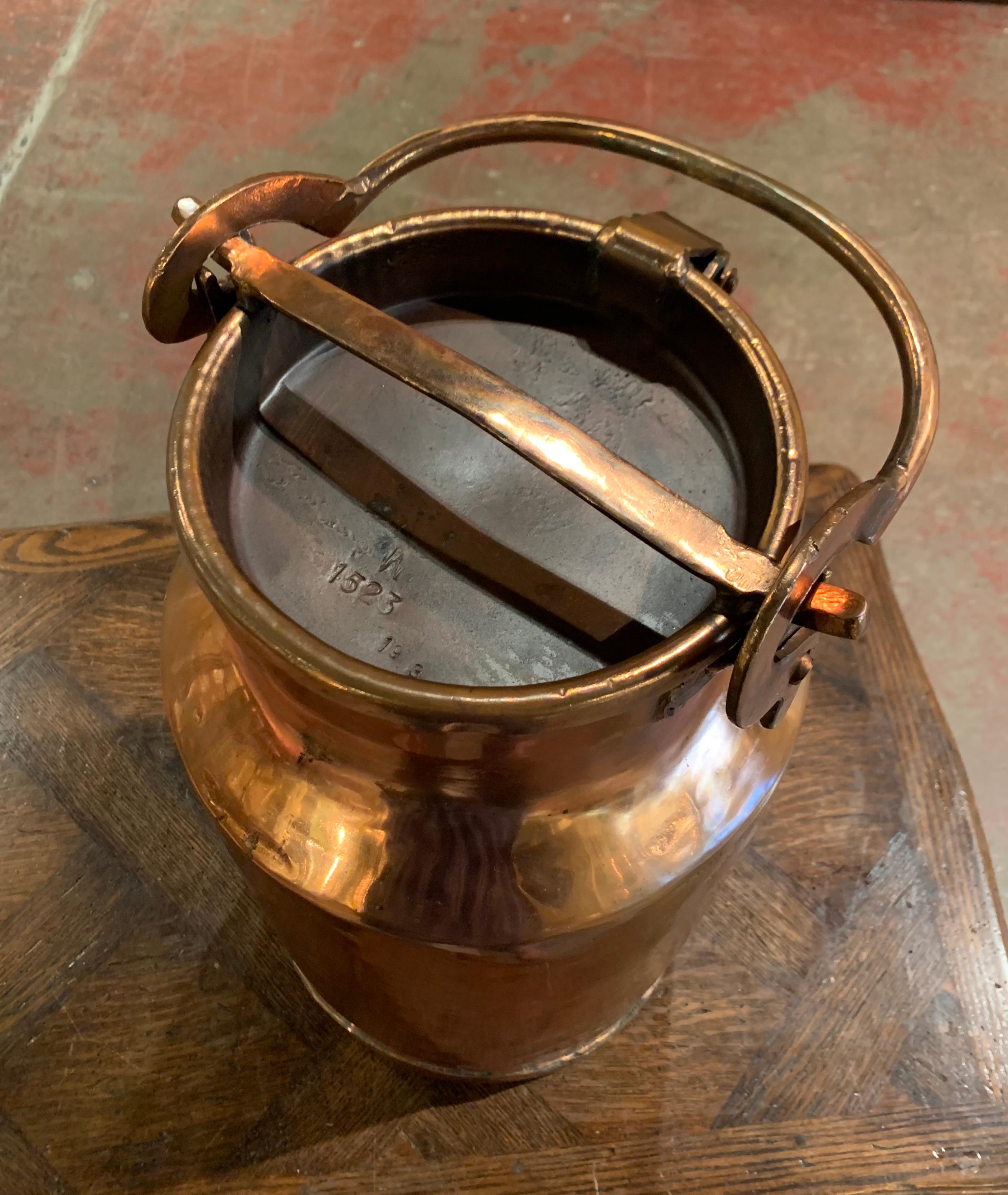 19th Century French Polished Copper Plated Milk Container with Removable Lid 3