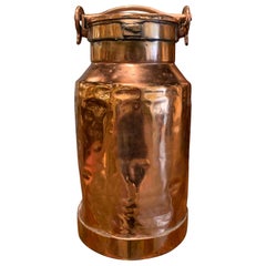 19th Century French Polished Copper-Plated Milk Container with Removable Lid