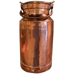 Antique 19th Century French Polished Copper Plated Milk Container with Removable Lid