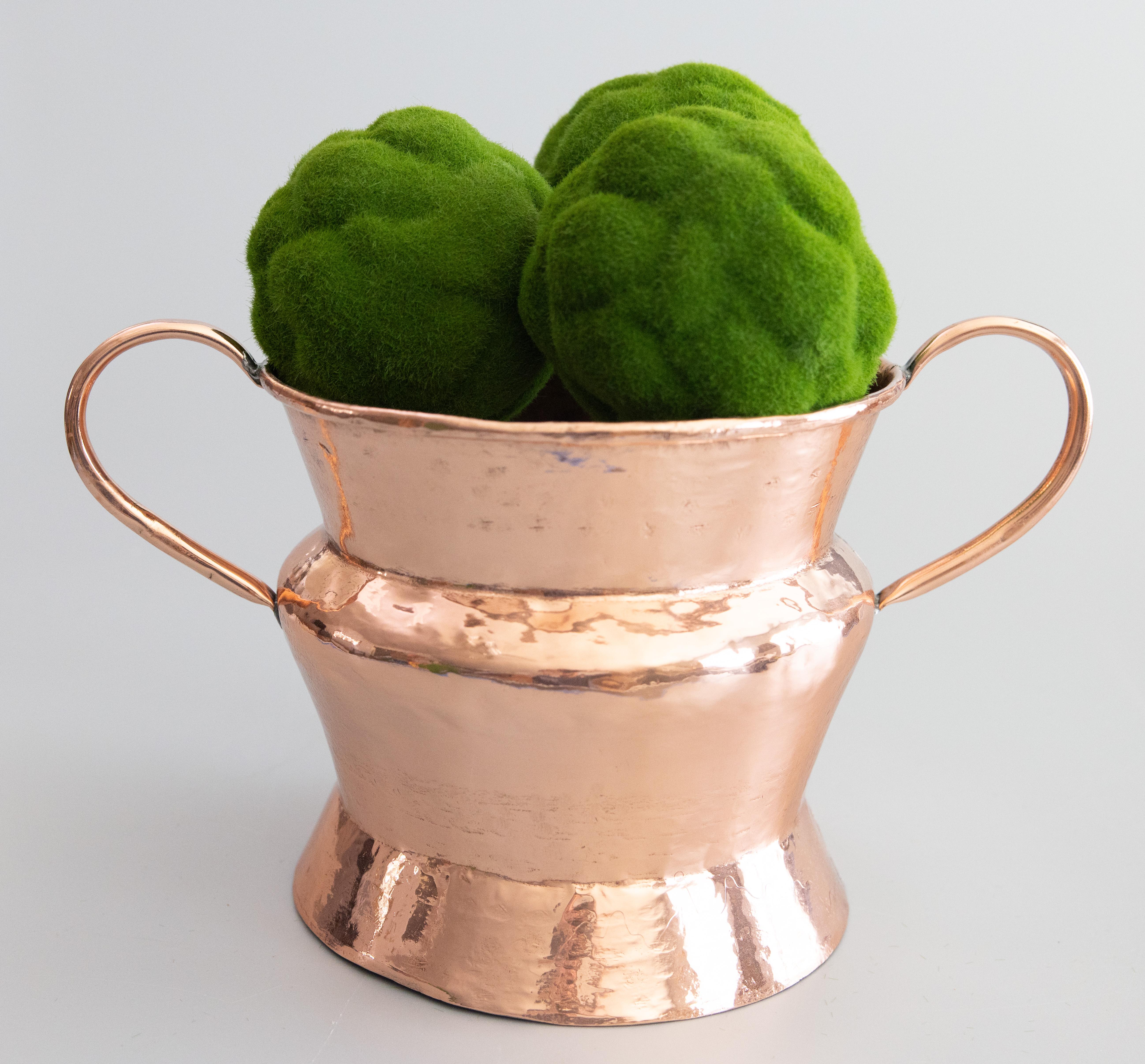 Jardinière en cuivre martelé poli du 19ème siècle avec poignées en vente 2