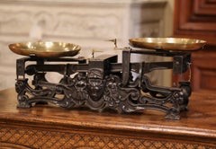 19th Century French Polished Iron and Brass Scale with Cow and Ram Decor