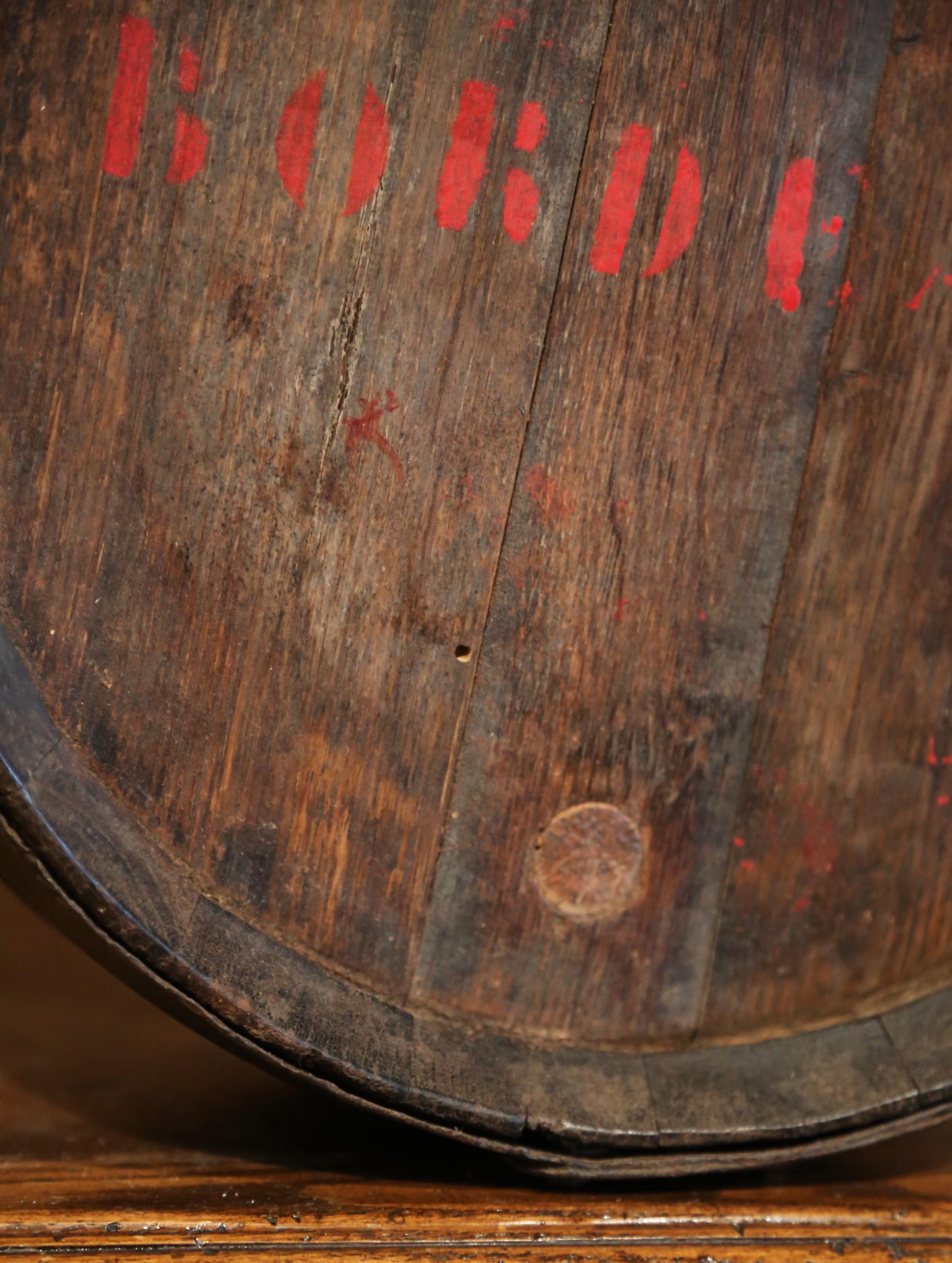 Country Plateau de bar à vin décoratif en fer poli et chêne du 19ème siècle français en vente