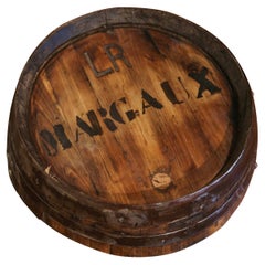 19th Century French Polished Iron and Oak Decorative Wine Barrel Top