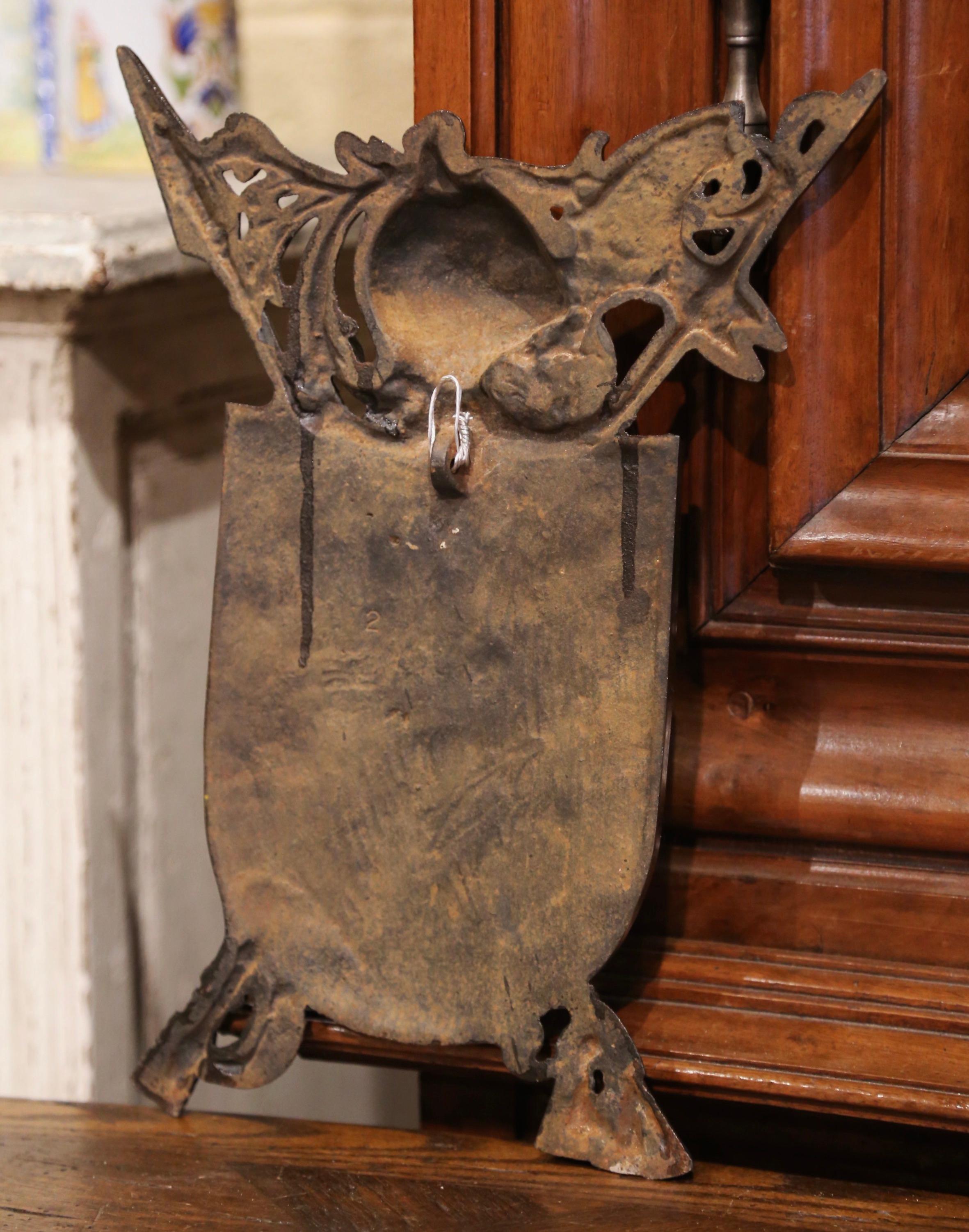 Bronze 19th Century French Polished Iron Armorial Wall Plaque with Fleur-de-Lys Motifs
