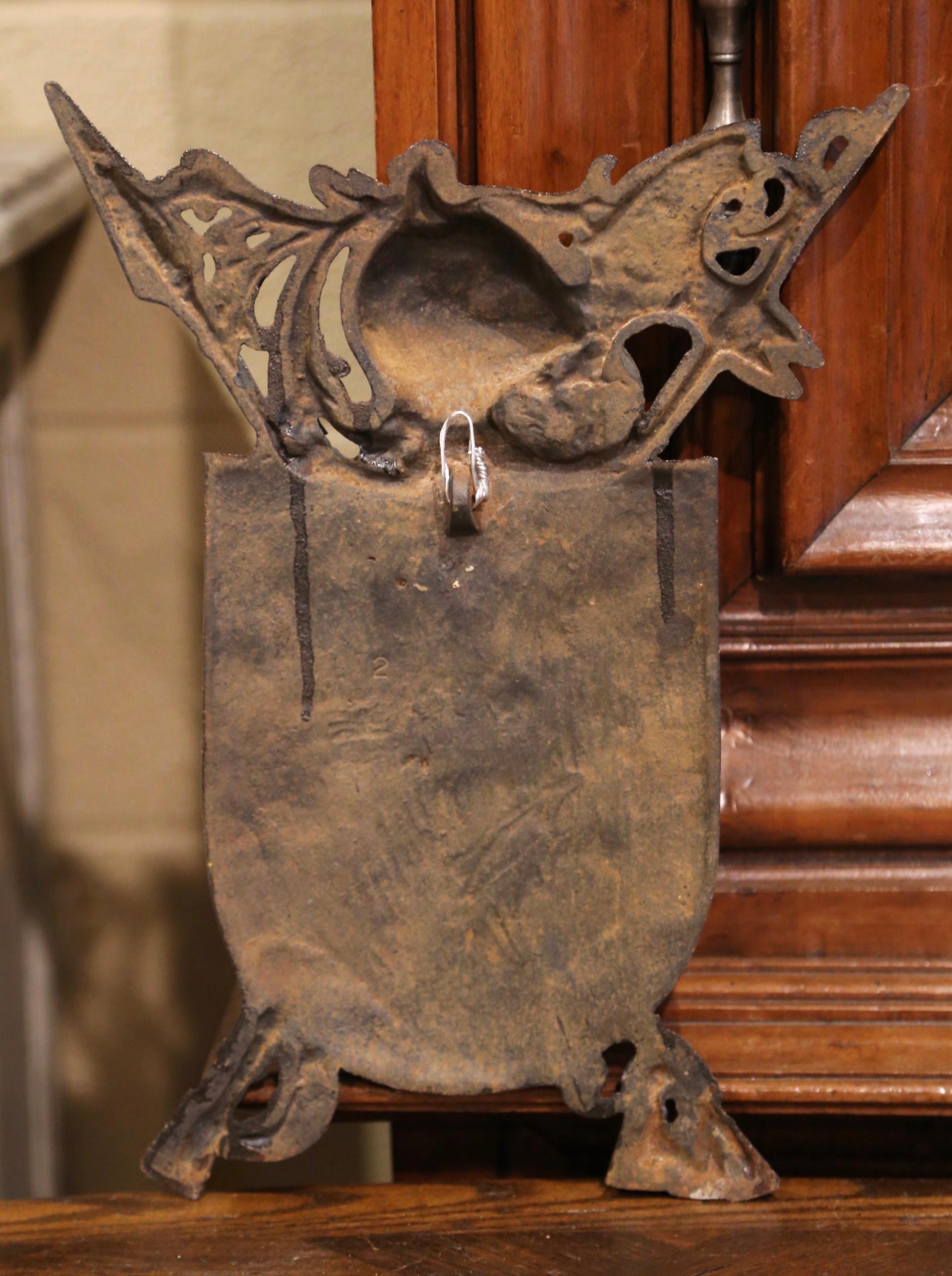 19th Century French Polished Iron Armorial Wall Plaque with Fleur-de-Lys Motifs 1