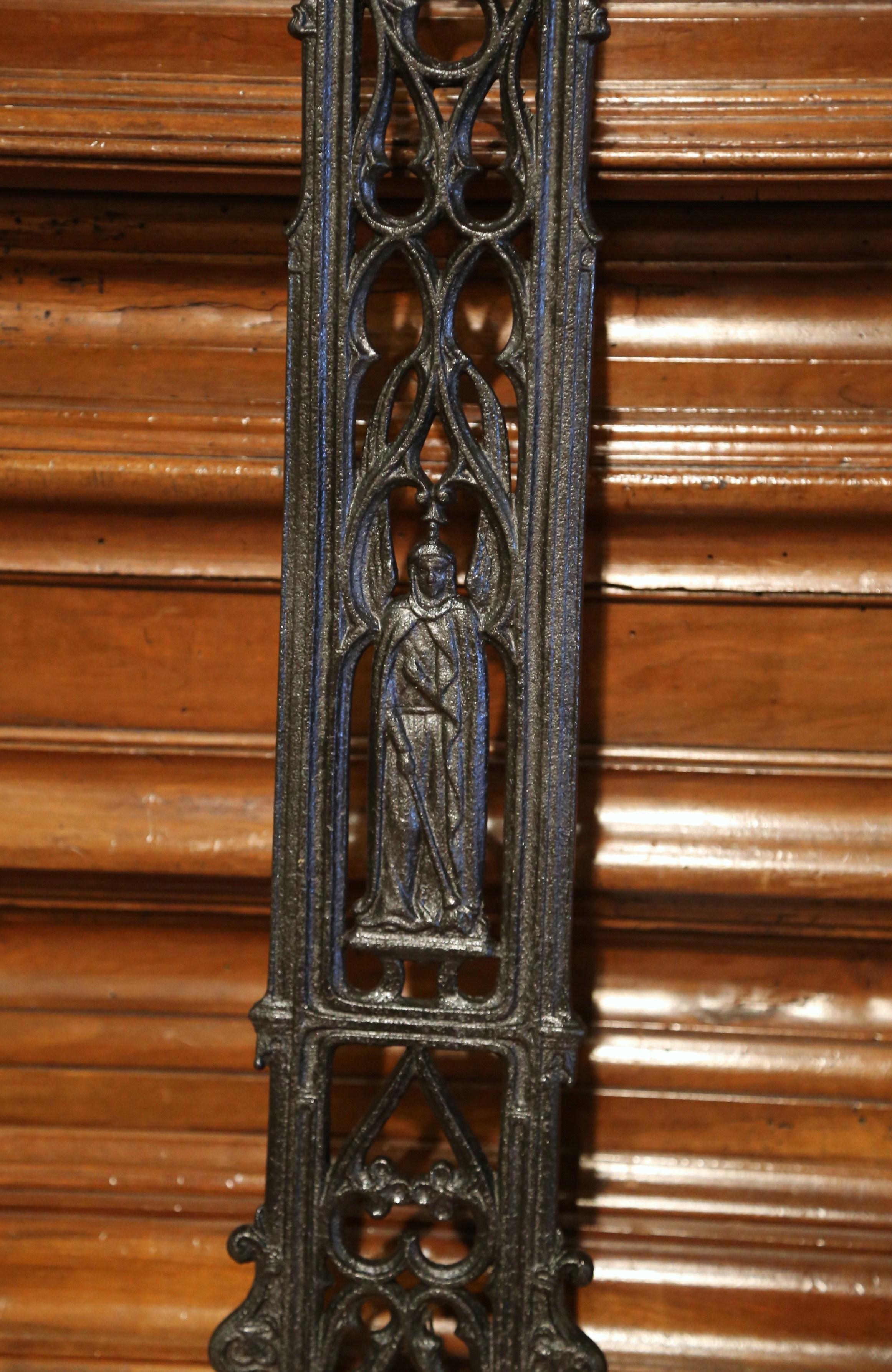 19th Century French Polished Iron Garden Cross with Virgin Mary 2