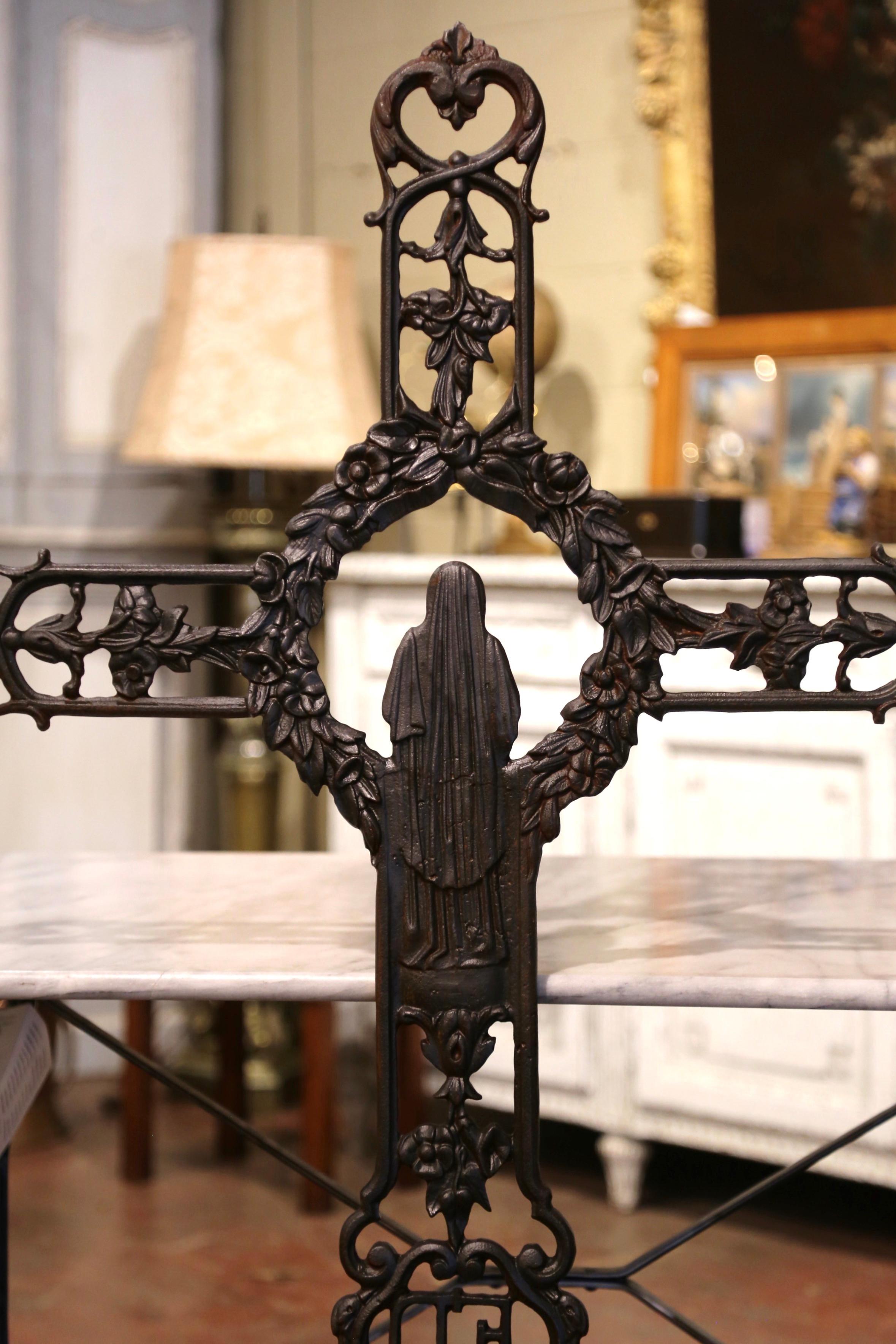 19th Century French Polished Iron Virgin Mary Garden Statue Signed A. Corneau 4