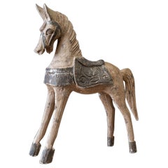 19th Century French Polychrome Carved Horse Sculpture