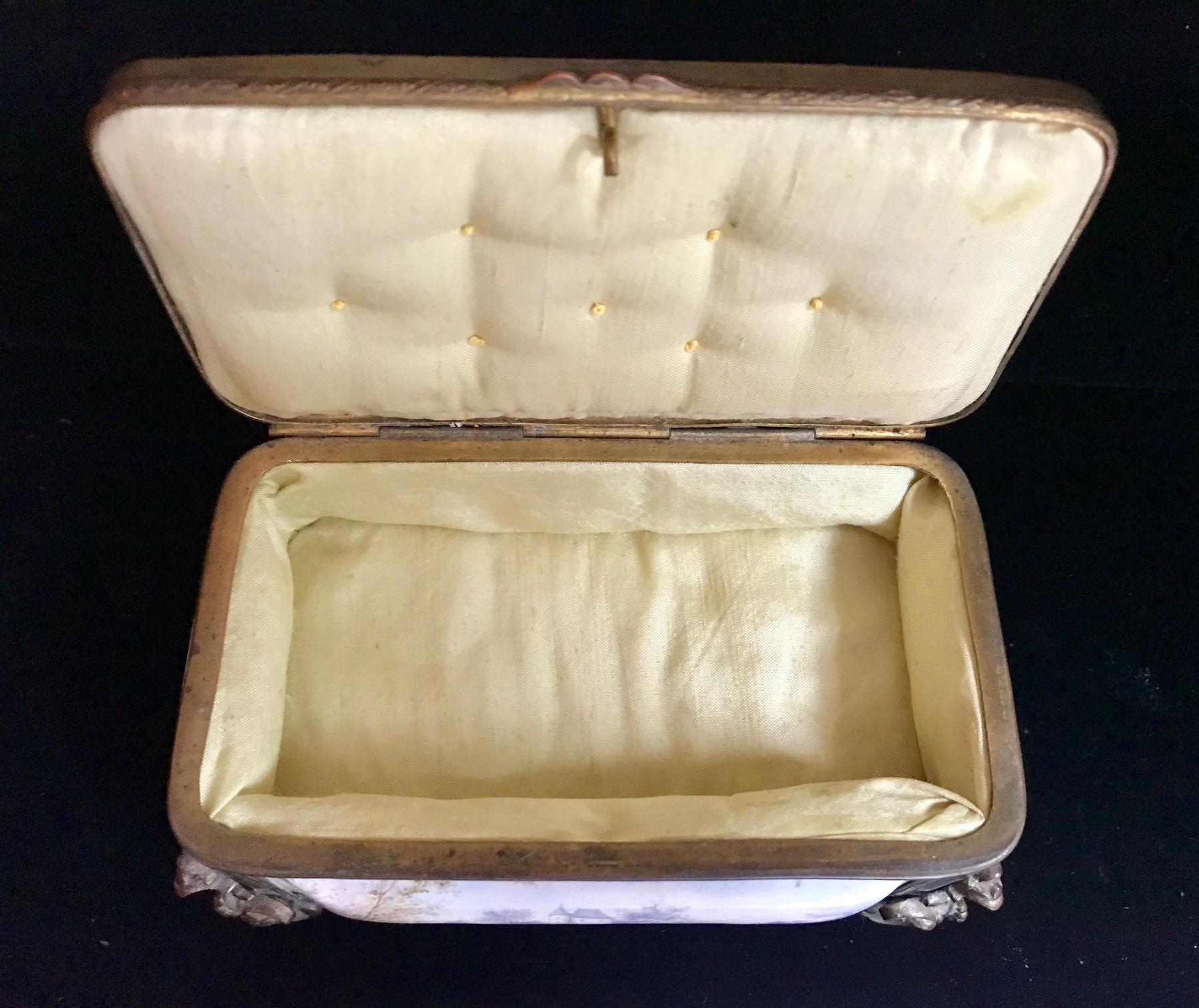 19th Century French Polychrome Enamel and Bronze Jewelry Box Casket For Sale 4