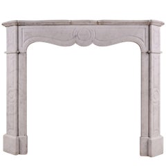 19th Century French Pompadour Fireplace in Carrara Marble