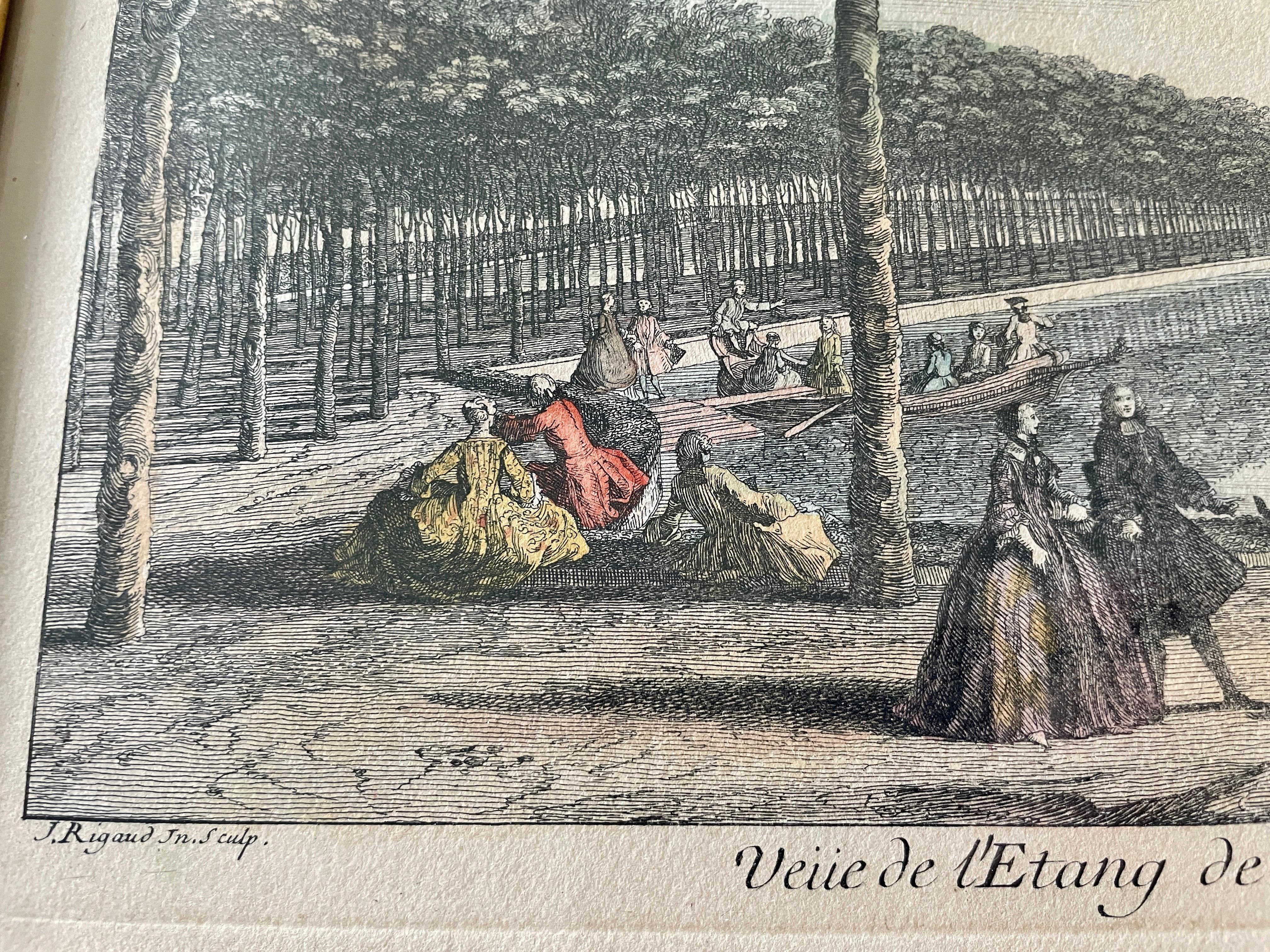 19th Century French Pond of Fountainebleau Scene Lithograph For Sale 2