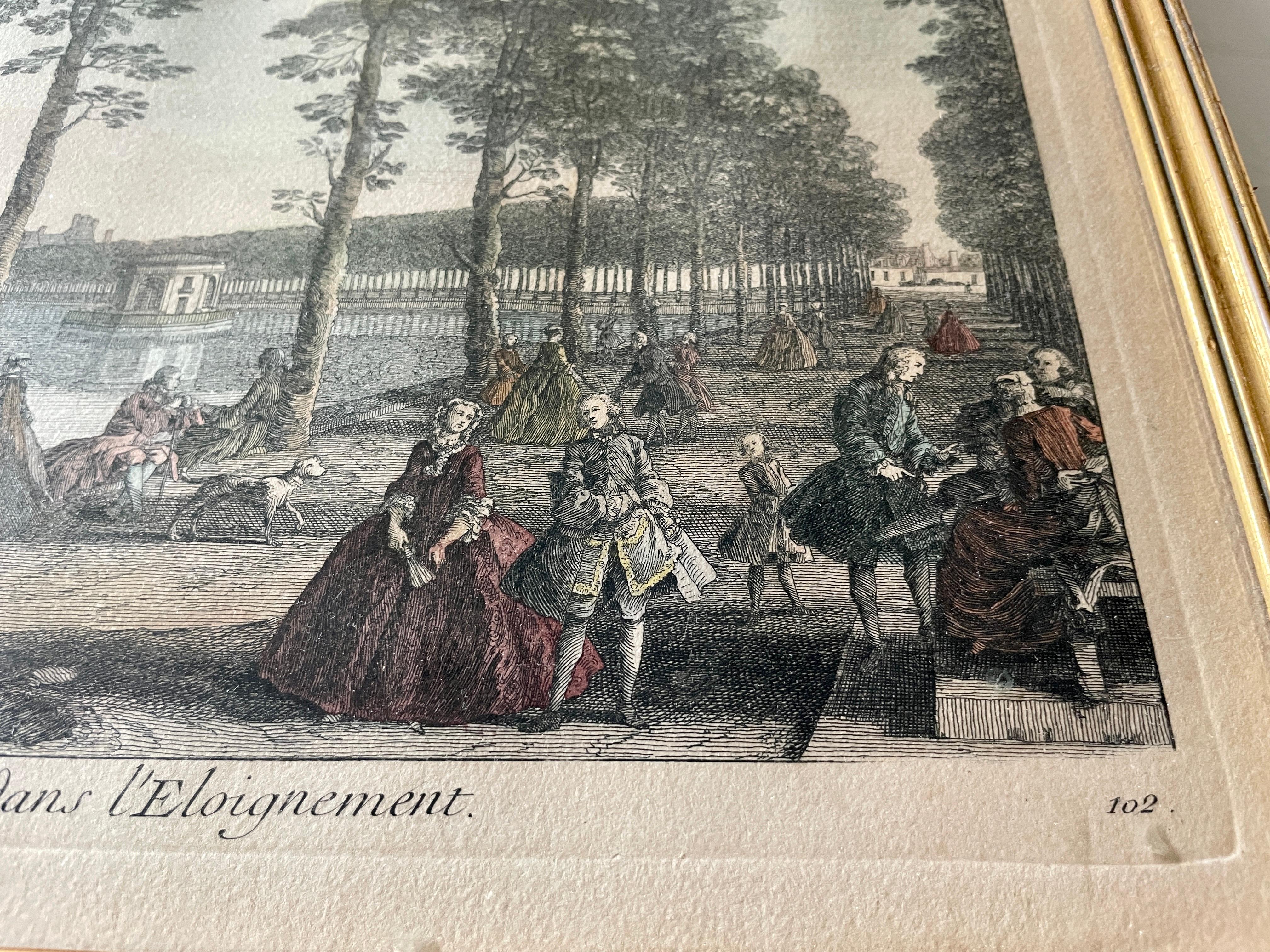 19th Century French Pond of Fountainebleau Scene Lithograph For Sale 3