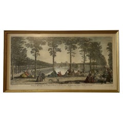 19th Century French Pond of Fountainebleau Scene Lithograph