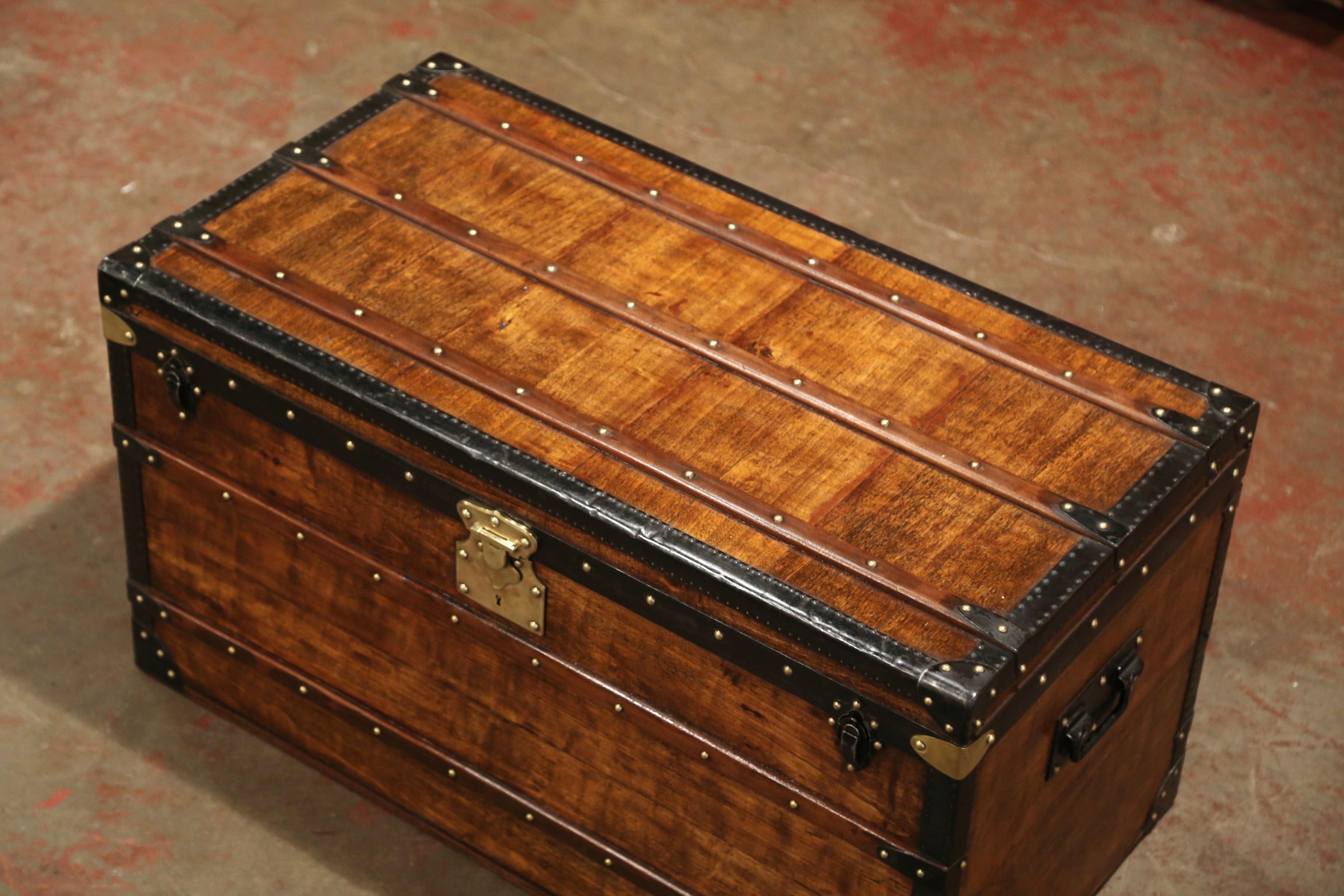 19th Century French Poplar, Iron and Brass Trunk Luggage from A. Velay in Paris 5