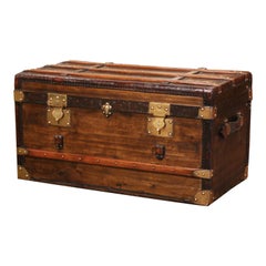 19th Century French Poplar, Iron and Leather Trunk Luggage from "Viers-Doazan"